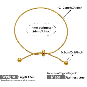 Detailed size specifications of waterproof adjustable stainless steel gold snake chain bracelet