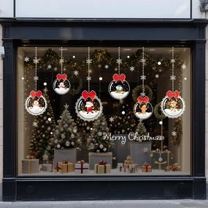 Adesivi Per Finestre Natale PVC Statici Doppia Faccia Babbo Natale Pupazzo Di Neve Ornamenti Decorazione Vetrina Festiva
