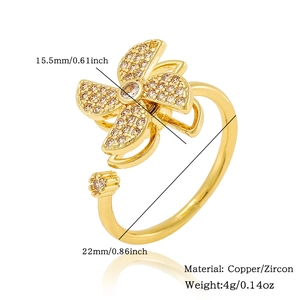 Detailed view of rotating windmill ring dimensions in copper and zircon material