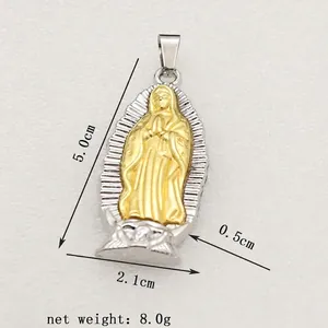 Religious Our Lady of Guadalupe pendant in gold and silver finish with size dimensions