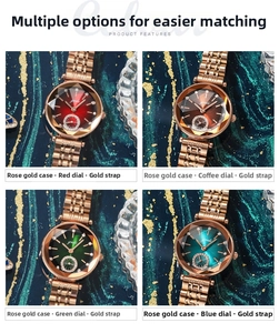 Detail showing Gedi luxury waterproof watches in four colors with diamond sub-dials