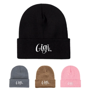 Knit Beanie Hat Acrylic Warm Winter Cuffed Skull Cap Embroidered Letter Heart Trendy Unisex For Men Women