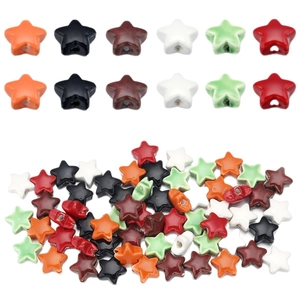 Colorful ceramic star-shaped beads for DIY handmade jewelry crafting and necklaces