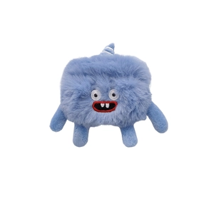 Blue plush little monster case for AirPods Pro featuring cute embroidered details