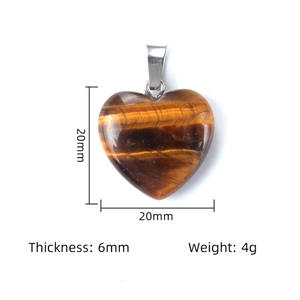 Tiger eye natural crystal heart pendant 20mm with silver clasp for DIY jewelry
