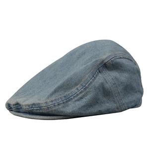 Vintage washed light blue denim ivy cap for men and women with minimalist soft brim