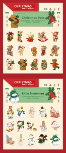 Detail of Christmas themed stickers featuring gold foil stamping on premium paper