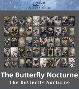 Grid display showing 45 dark gothic butterfly and vintage floral aesthetic stickers