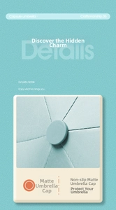 Detail of mint green capsule umbrella featuring a matte non-slip top and fabric texture