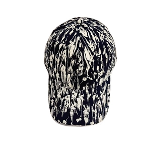 Detailed front view of baseball cap featuring black and white marble graffiti pattern