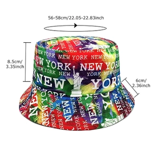 Graffiti bucket hat with New York print for outdoor sun protection 56-58cm