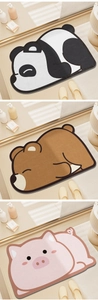 Tapis de bain absorbants en forme de panda, d'ours et de cochon avec texture antidérapante