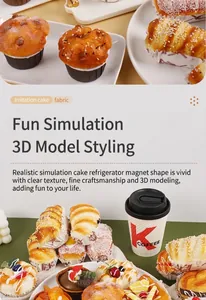 Detailed macro view of 3D realistic faux cupcake and croissant with fine textures