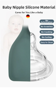 Detail of food-grade silicone spatula compared to baby pacifier safety material