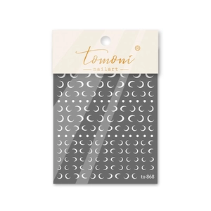 White moon and dot pattern nail stickers with cardboard packaging, model to 868