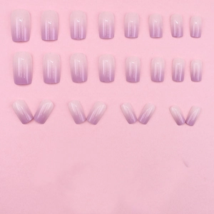 24pcs gradient pink to purple ombré false nails in medium square round shape