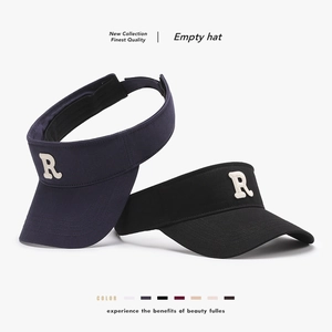 Sporty Cotton Sun Visor Hat Breathable UV Protection Adjustable Empty Top Cap Letter Embroidery For Outdoor Running Tennis