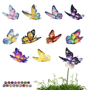 DIY Diamond Painting Butterfly Stakes Garden Decor Kit with 11 pieces and 20 colors of gems