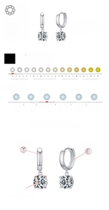 Moissanite hoop earrings specifications with D color VVS1 clarity and 58 facets detail