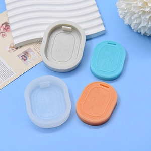 Oval silicone mold for aromatherapy plaster stones with AROMA engraved texture