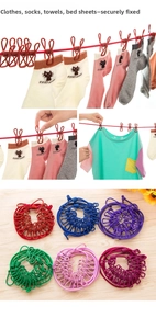 Portable retractable clothesline with 12 clips for outdoor travel and laundry drying