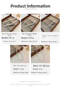 Detailed comparison of five vintage pearl necklace styles with length and weight specs