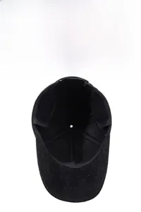 Detailed interior view of thermal winter cap with black fleece lining and ear flaps