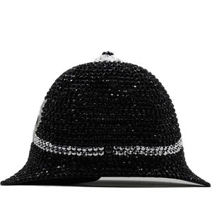 Sparkling black rhinestone hat for Halloween masquerade party and stage performance props