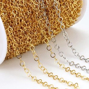 304 stainless steel 18K gold plated circle chain links for DIY jewelry making