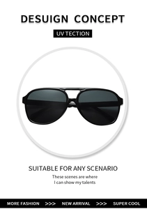 Detail view of retro aviator sunglasses with black double-bridge frame and grey lenses