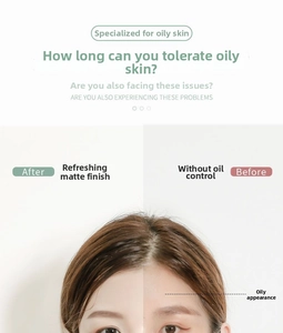 Visual comparison showing matte skin finish after using oil-absorbing paper on forehead