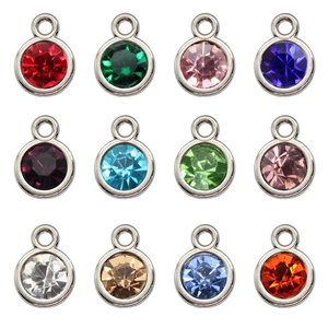 Set of 12 colorful gemstone charms in silver finish for DIY jewelry and pet accessories