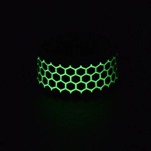Glow in the dark honeycomb mesh spinning ring in titanium steel for men with green light
