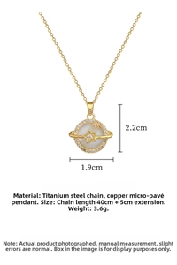 Detailed view of gold star shell pendant with titanium steel chain measurements