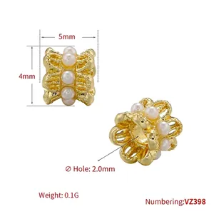 Perle d'espacement dorée de 5mm avec perle blanche pour accessoires de bijoux