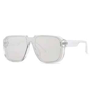 Fashionable oversized clear square sunglasses with a retro minimalist transparent frame