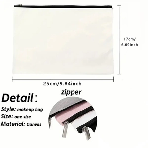 Mandala canvas makeup bag with black zipper, showing dimensions 25x17cm on white background