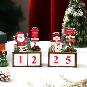 Handcrafted wooden Christmas countdown calendar with Santa and snowman letter box design