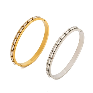 Bracciali rigidi sottili in acciaio inossidabile oro e argento con chiusura a rombo