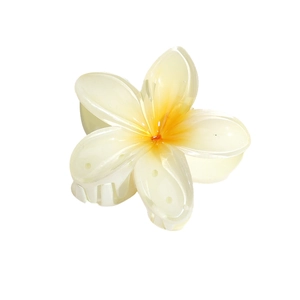 Y2K Plumeria flower hair claw clip with cream to yellow gradient for women