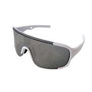 White frame outdoor cycling sports sunglasses with large windproof black lenses for adults