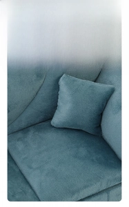 Detail view of Morandi blue velvet jewelry box showing soft plush fabric and decorative pillow