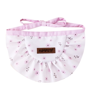 Bavaglino floreale rosa e bianco per cani con bordo in pizzo e lacci regolabili