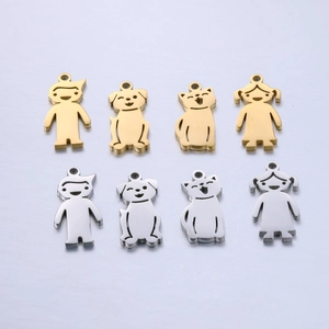 Cartoon Boy Girl Cat Dog Charms 304 Stainless Steel Mirror Polished DIY Jewelry Making Pendants For Necklace Bracelet