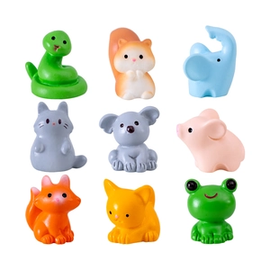 Set of 9 miniature resin animals including frog and duck for moss micro landscapes