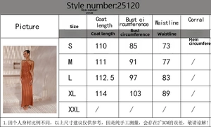 Detailed size chart for solid color backless sleeveless slim fit elegant dress