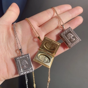 Christmas tree locket necklace in 18K gold plated stainless steel, three color options