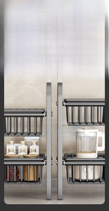 Detail of adjustable kitchen under-sink rack height featuring a 5cm vertical range