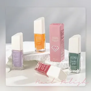 Peelable water-based nail polish set with purple, orange, green, and red matte colors