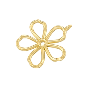 Vintage golden flower pendant with five petals and pearl texture on white background